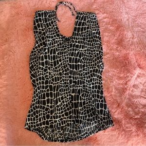 Black silver white flowy blouse